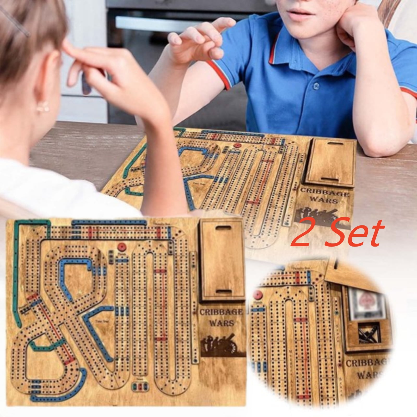 Cribbage Wars Board Game,2PACKS Cribbage War Game,Cribbage Boards Unique,2024 New Wooden