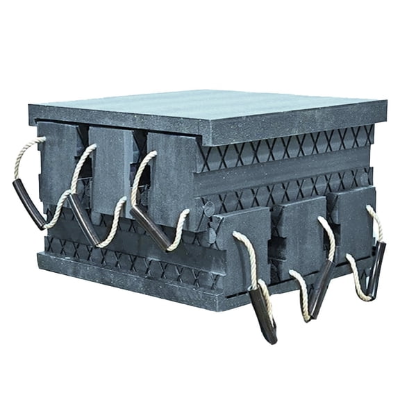 Cribbing Block Kit - 2PK 2" x 18" x 18" UHMWPE Bottom Plates & 6PK 4" x 4" x 18" Cribbing Stacker Blocks with Interlocking Design, Non-Slip Surface for Cranes, Jacks