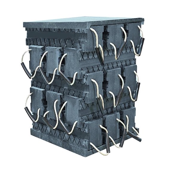 Cribbing Block Kit - 2Pcs 2" x 24" x 24" Base Plate & 15Pcs 6" x 7" x 24" Stacker - High Density Polymer, Interlocking Non-Slip Surface for Heavy Load Stabilization