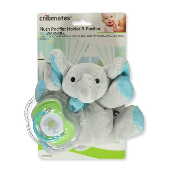 Cribmates Elephant Plush Pacifier Holder with Pacifier - Assorted, one Size