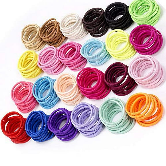 Cribun 180 Pack No-metal Hair Elastics Hair Ties Ponytail Holders Hair Bands (2 mm, Multicolor)
