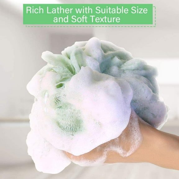Cribun Loofahs Bath Shower Scrub 4 Pack Exfoliating Body Brush Pouf Scrubber Sponge Ball Mesh- Bath Shower Body Puff Exfoliating Mesh Shower Ball Loofah for Adults Mens-Loofah Bath Sponge