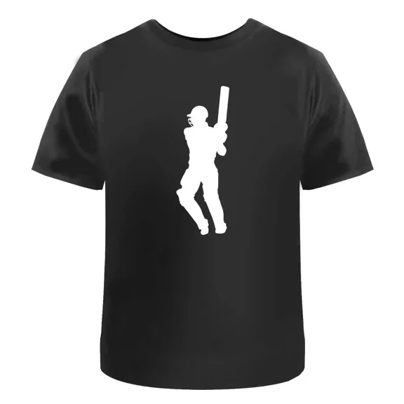 Cricket Batsman Silhouette Unisex T-Shirt - 100% Cotton