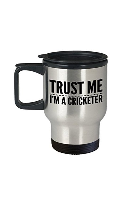 Cricket Coffee Mug - Trust Me I'm A Cricketer - Sport Themed Gift - 14 oz Stainless Steel Travel Cup