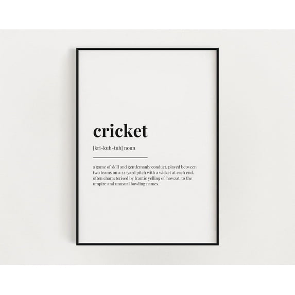 Cricket Definition Print, Wall Art, Definition Print, Wall Décor Home Decor #3082, Stretched Canvas Size 12x18