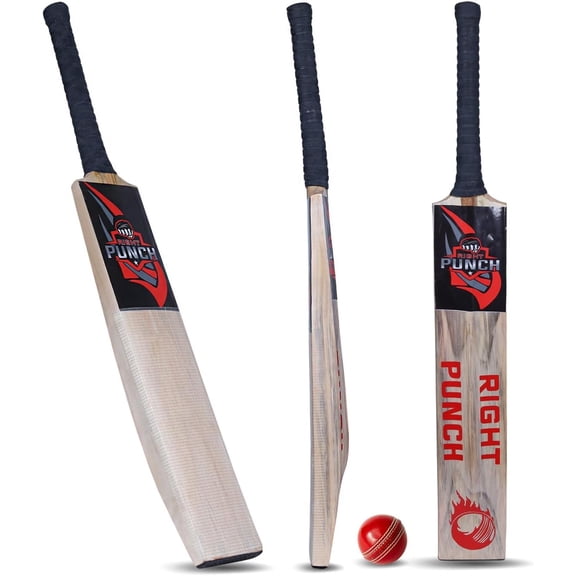 Cricket Hard Ball Bat, Premium Wooden Construction, Short Handle, Suitable for Leather Ball Cricket