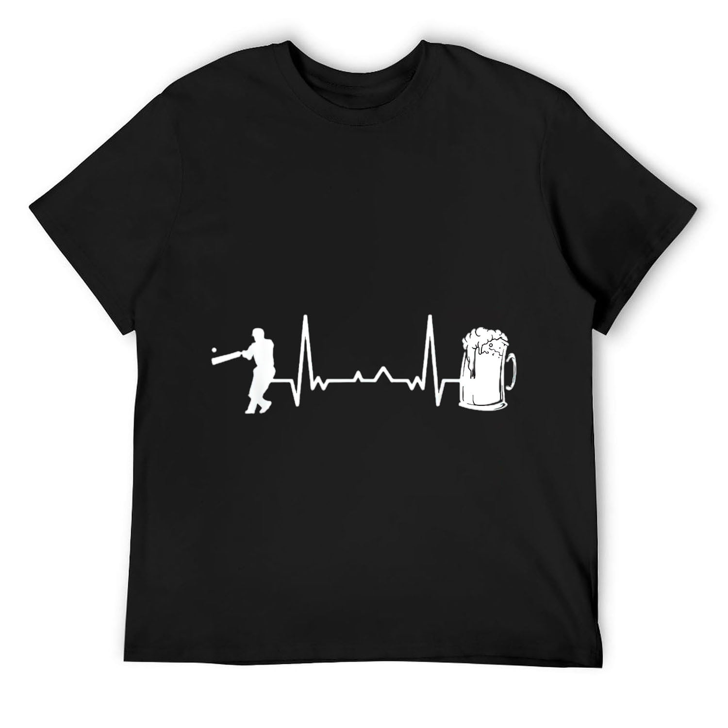 Cricket Heartbeat EKG Cricketer Batsman Cricket TShirt Black
