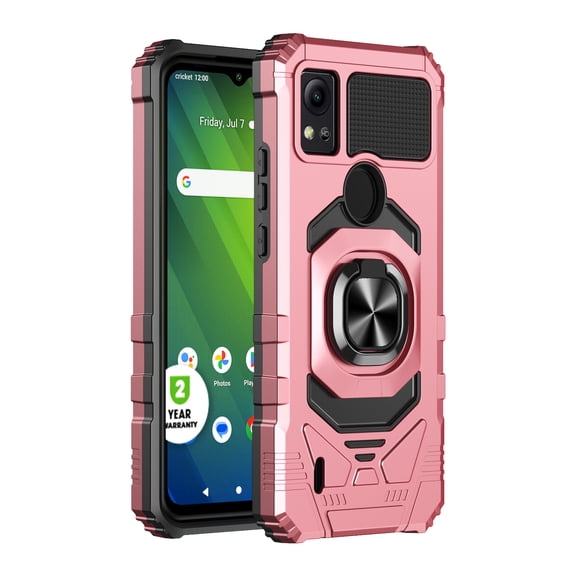 New Frontier Shock Resistant Cell Phone Case Stand for Cricket Icon 5, Rose Gold