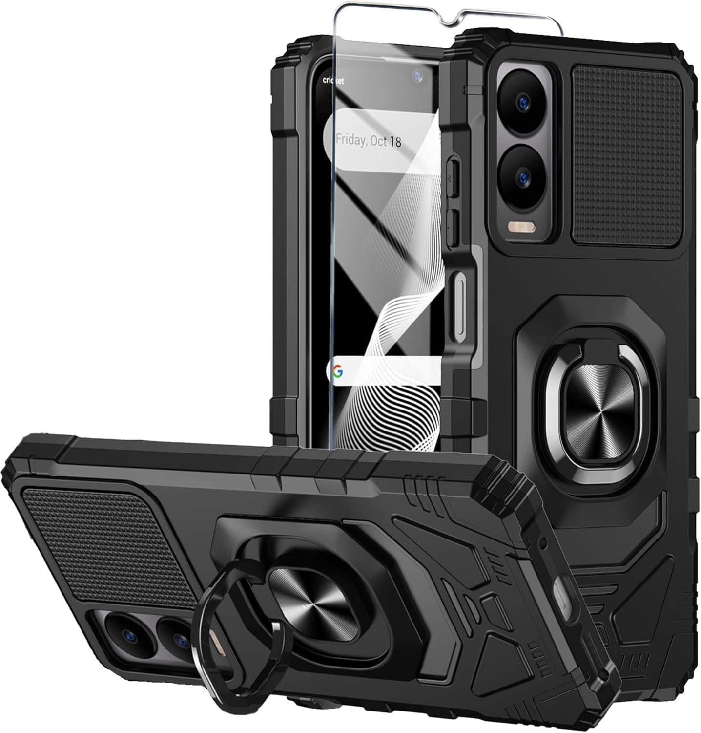 Lozeguyc For Cricket Icon 6 / ATT Verge Case With 1 Pack Screen Protector,Dual Layer Hybrid Heavy Duty Defender Protection,Sleek Rugged Reinforced Cushion Corner Kickstand Shockproof Bumper Cover Red - View #14