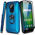 thumbnail image 1 of Cricket Influence Phone Case, AT&T Maestro Plus (V350U) Case with Tempered Glass Screen Protector (Full Coverage), Nagebee Full Body Shockproof Metal Magnetic Ring Stand Car Mount Holder Case (Blue), 1 of 7