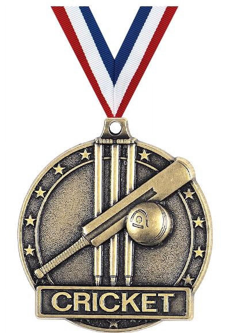 Cricket Medals, 2" Gold Diecast Cricket Medal Award 10 Pack