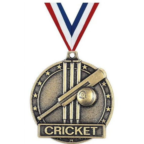 Cricket Medals, 2" Gold Diecast Cricket Medal Award 10 Pack