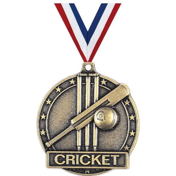 Cricket Medals, 2" Gold Diecast Cricket Medal Award 20 Pack