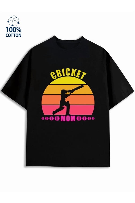 Cricket Mom Tee for men battle 180G 100% Cotton black retro design sense Classic Unisex Shirt Short Sleeve tshirts Casual Unisex Shirt Graphic tshirts