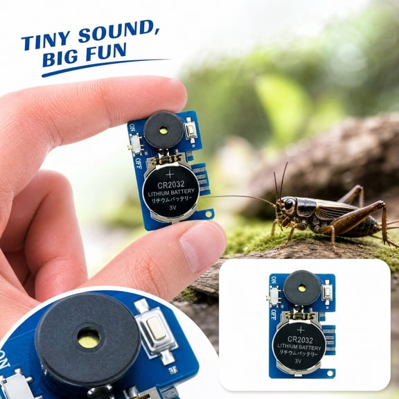 Cricket Noise Maker, Electronic Sound Module, Battery Powered Circuit Board, Push Switch, Compact PCB for DIY Pranks, Parties, Novelty Sound Effects