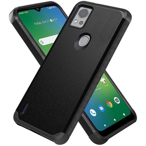 For Cricket Outlast, AT&T Jetmore Tough Strong Protection Shock Absorption Hybrid Dual Layer Hard PC + TPU Rubber Armor Cover ,Xpm Phone Case [ Black ]