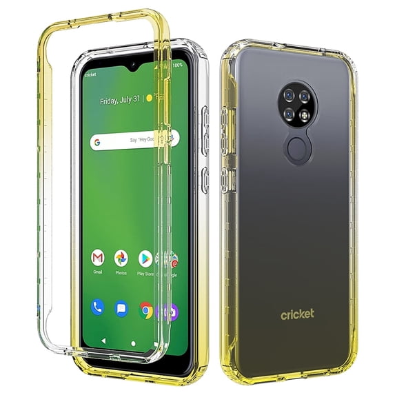 Cricket Ovation Case, AT&T Radiant Max Case, Rosebono Full-Body Rugged Ultra Transparency Hybrid Case With Built-in Screen Protector for Cricket Ovation / AT&T Radiant Max (Yellow)