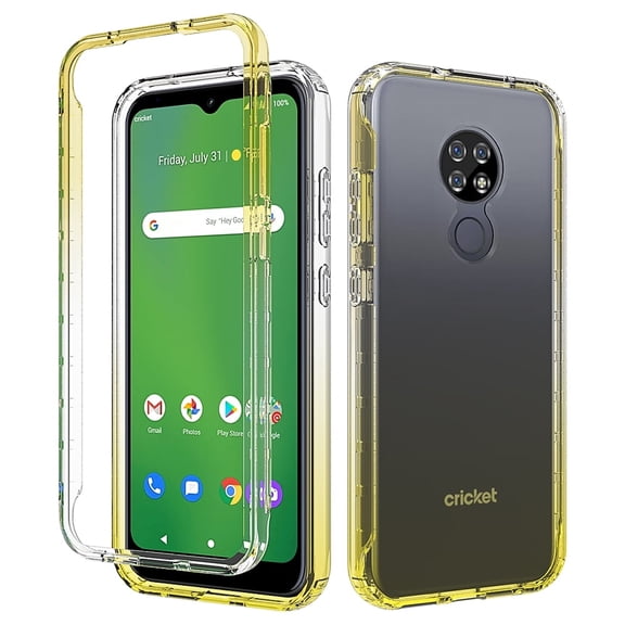 Cricket Ovation Case, AT&T Radiant Max Case, Rosebono Full-Body Rugged Ultra Transparency Hybrid Case With Built-in Screen Protector for Cricket Ovation / AT&T Radiant Max (Yellow)