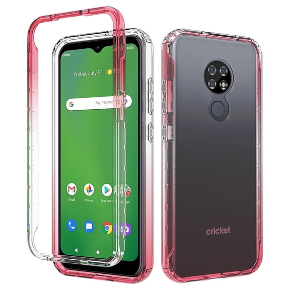 Cricket Ovation Case, AT&T Radiant Max Case, Rosebono Full-Body Rugged Ultra Transparency Hybrid Protective Case With Built-in Screen Protector for Cricket Ovation / AT&T Radiant Max (Red)
