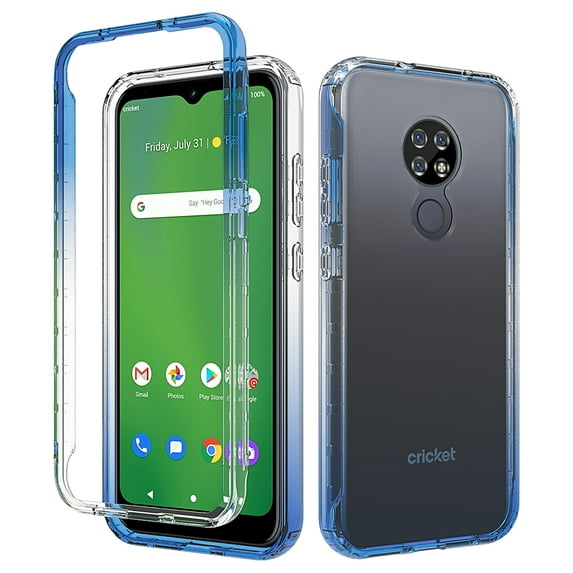 Cricket Ovation Case, AT&T Radiant Max Case, Rosebono Full-Body Rugged Ultra Transparency Hybrid Protective Case With Built-in Screen Protector for Cricket Ovation / AT&T Radiant Max (Blue)
