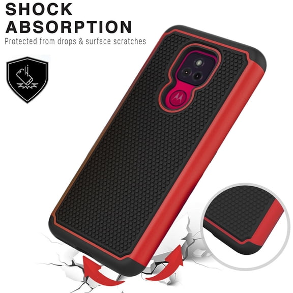 Cricket Ovation Phone Case, Military Grade 6 Feet Drop Test Protection Dual Layer Cover-Red