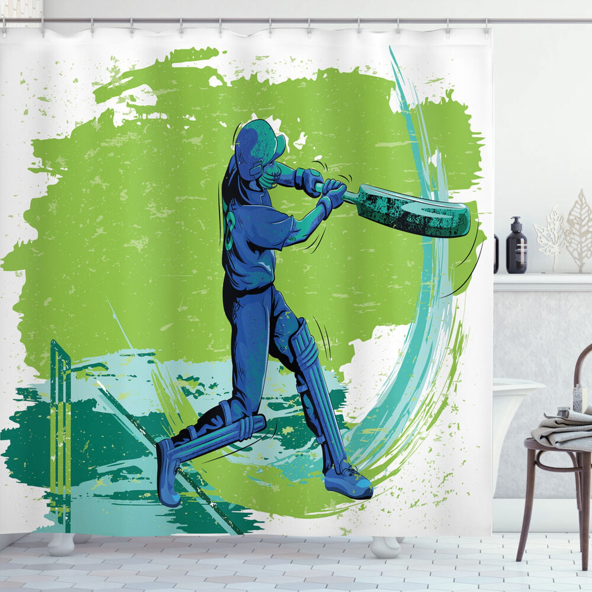 Cricket Player Bathroom Shower Curtain - Enhance Your Home Decor with a ...