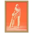 thumbnail image 1 of Cricket Player Flick Shot Sport Artwork Orange Monochrome Athlete Portrait Artwork Framed Wall Art Print A4, 1 of 5