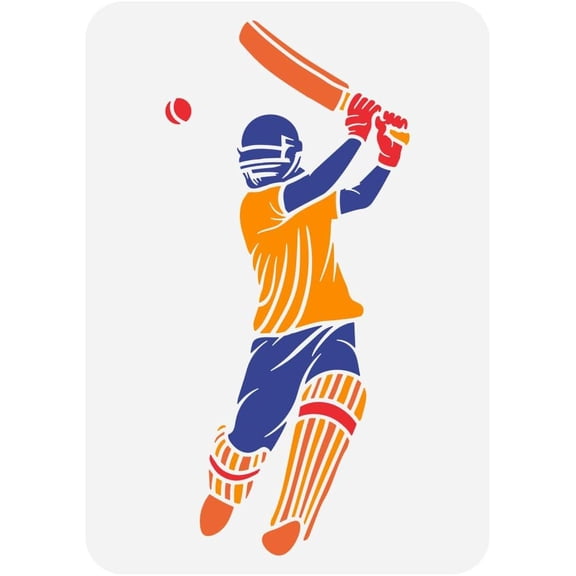 Cricket Player Painting Stencil 8.3x11.7inch Cricket Shot Wall Stencil Cricketer Stencil Sports Theme Painting Template for Painting on Wall Wood Furniture DIY Home Decoration