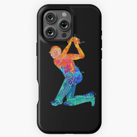 Cricket Sport Bat and Ball Graphic Phone Case for iPhone 16 15 14 13 12 11 Pro Max