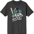 thumbnail image 1 of Cricket Sports Wicket Good Time Adult Black Crew Neck Short Sleeve Tee-Medium, 1 of 4