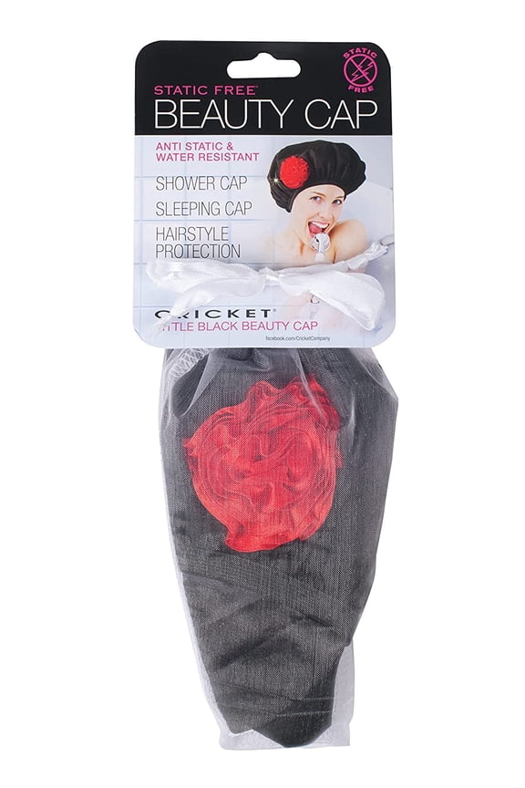 Cricket Static Free Beauty Cap for Sleep, Shower, Head Hair Wrap for Sleeping Beanie Showering Protector Cover Hat, Anti-Static, Little Black Beauty Little Black Beauty 1 Ounce
