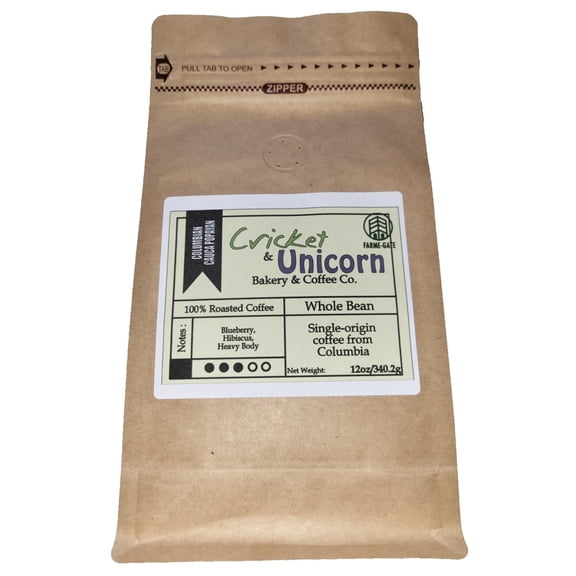 Cricket & Unicorn- Columbia Cauca Popayan, Whole Bean, Single Origin, 12 oz, Coffee