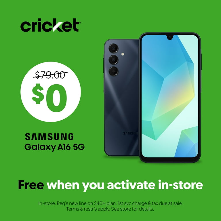 Cricket Wireless Samsung Galaxy A16 5G 128GB, 4GB (Prepaid), Blue