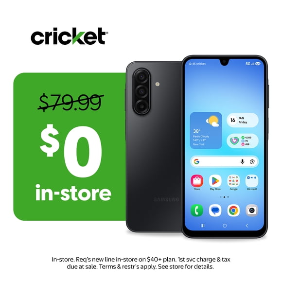Cricket Wireless Samsung Galaxy A17 128GB , 4GB RAM (Prepaid), Black