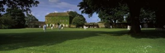 Cricket match on the green at Crakehall Bedale North Yorkshire England Canvas Art - Panoramic Images (36 x 12)