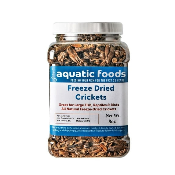 Crickets - Freeze Dried Crickets for Tropical Fish, Reptiles, Turtles, Tortoises Frogs, Hamsters, Birds, Rodents…8oz Med Jar