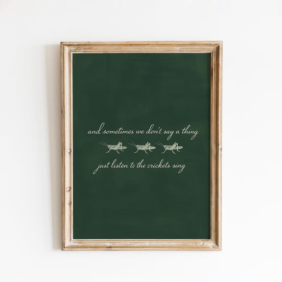 Crickets Song Lyric Rustic Green Nature Living Room Bedroom Office Decor Wall Art Unframed Paper Print