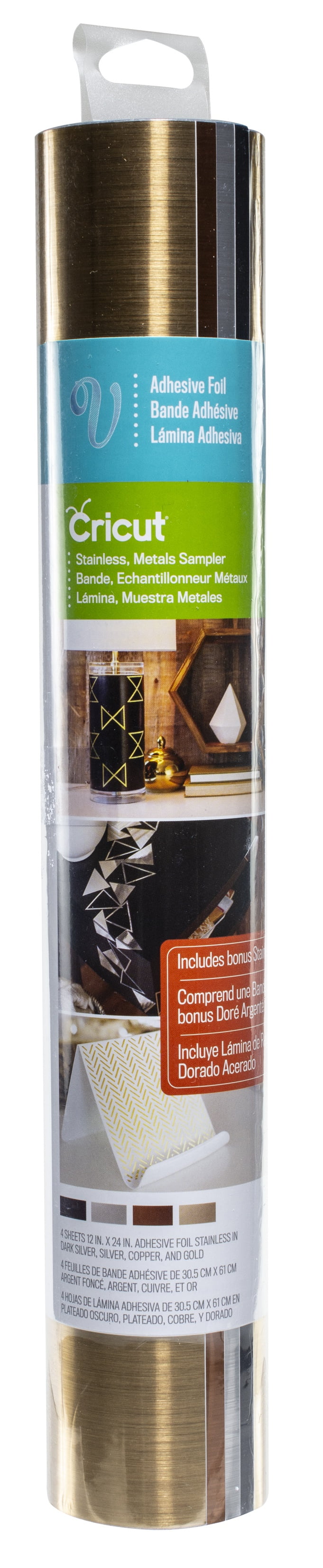 Cricut Adhesive Foil Vinyl, Metals Sampler 12"x24" 4 sheets