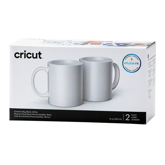 Cricut Blank Ceramic Mug, White - 12 oz/340 ml (2 ct)