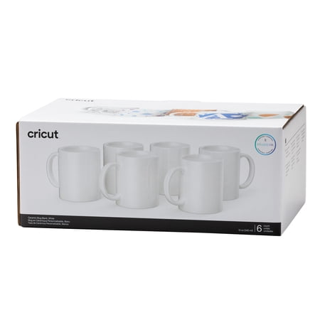 Cricut Ceramic Mug Blank White, 12 oz/340 ml, 6 Count