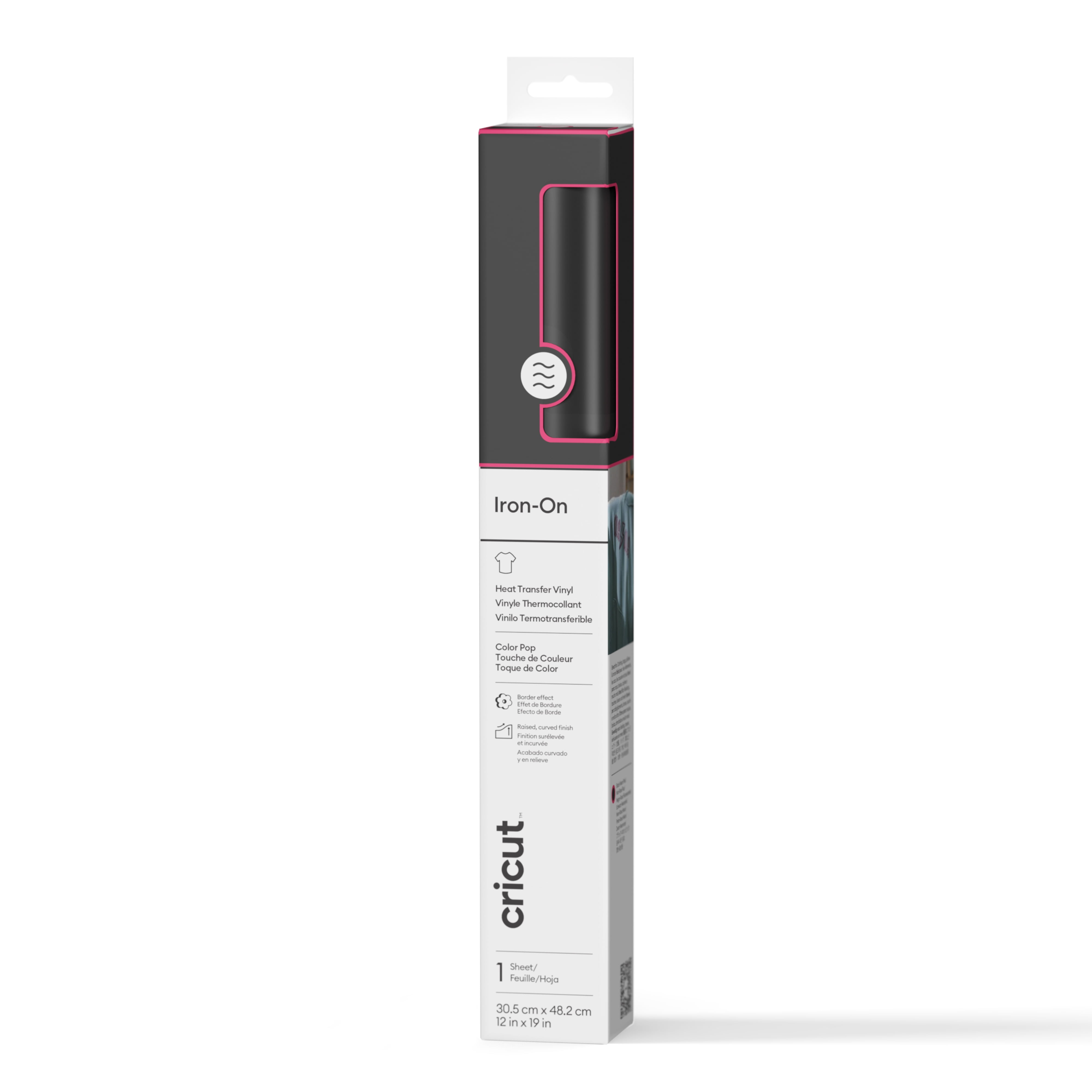 Cricut® Color Pop Iron-On™ Vinyl (12 in x 19 in), 12" x 19", Black-Neon Pink
