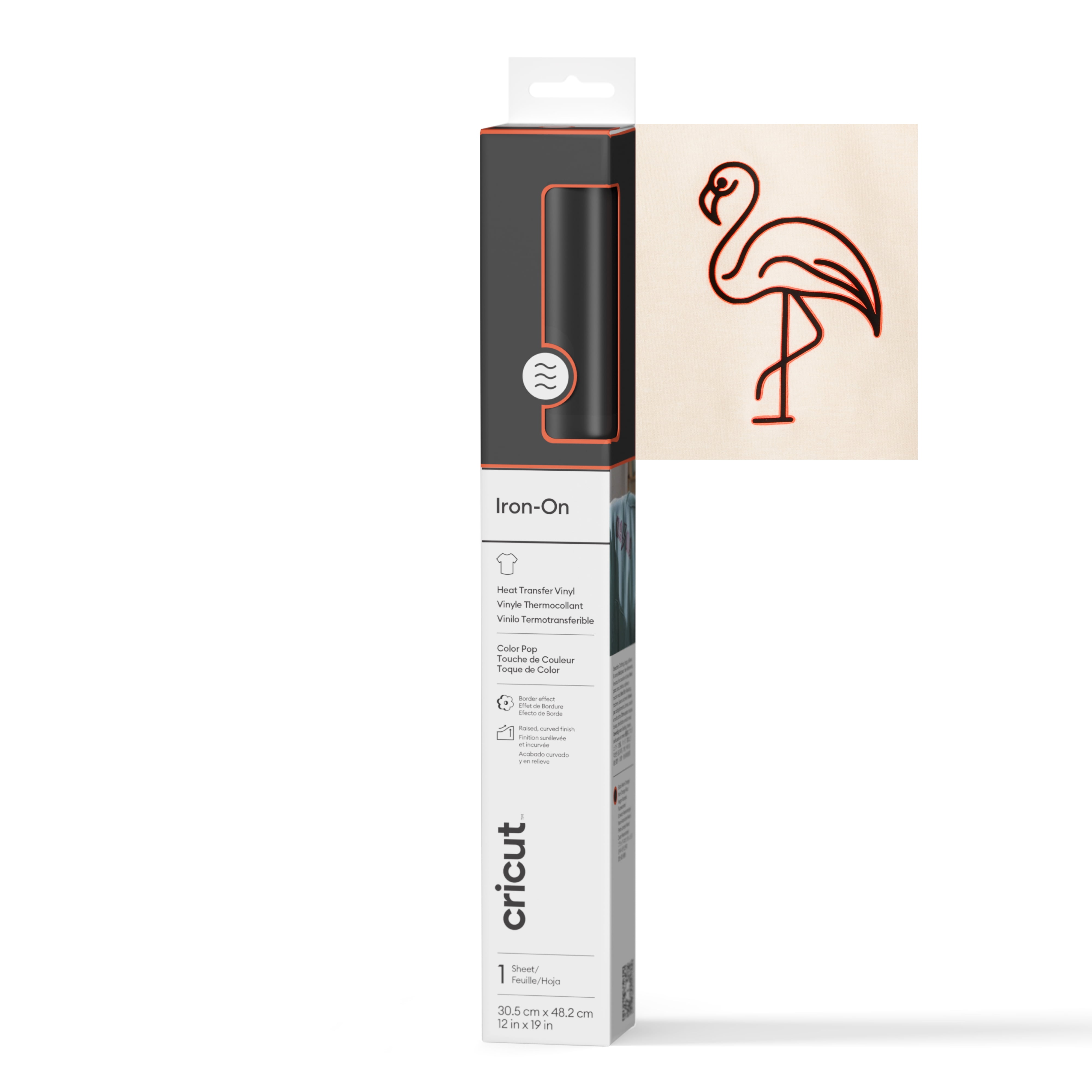 Cricut® Color Pop Iron-On™ Vinyl (12 in x 19 in), 12" x 19", Black-Orange