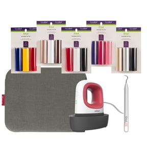 Cricut EasyPress Mini Heat Press Machine For Pressing Small Objects - 3 Heat Settings & Precision Tip - Ceramic-Coated Heat Plate - Compact & Lightweight, Raspberry- Essential Bundle