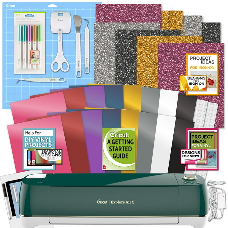Cricut Emerald Explore Air 2, Bluetooth, Vinyl Packs, Tool Kit