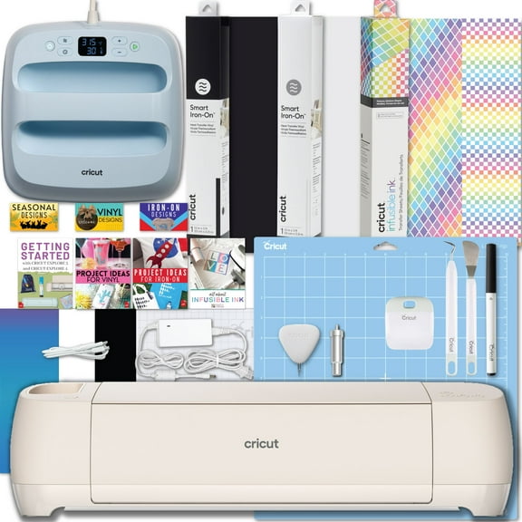 Cricut Explore 4 Cutting Machine and Easy Press 3 with Heat Transfer Vinyl Materials Bundle