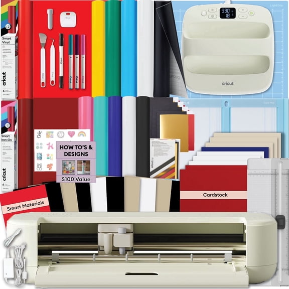 Cricut Explore 5 Cutting Machine Essentials Bundle with EasyPress 9x9 Heat Press and Rainbow Smart Vinyl & Iron-On - Die-Cutting Machine for HTV
