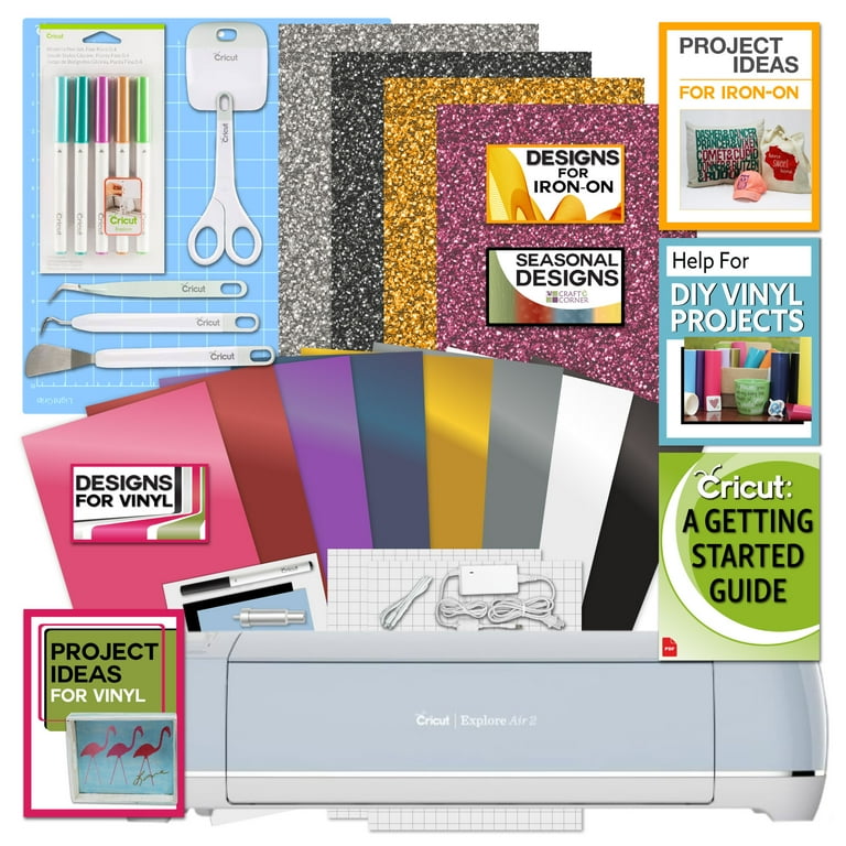 Cricut Explore Air Blue Machine Bundle with Iron-On Vinyl, Tools