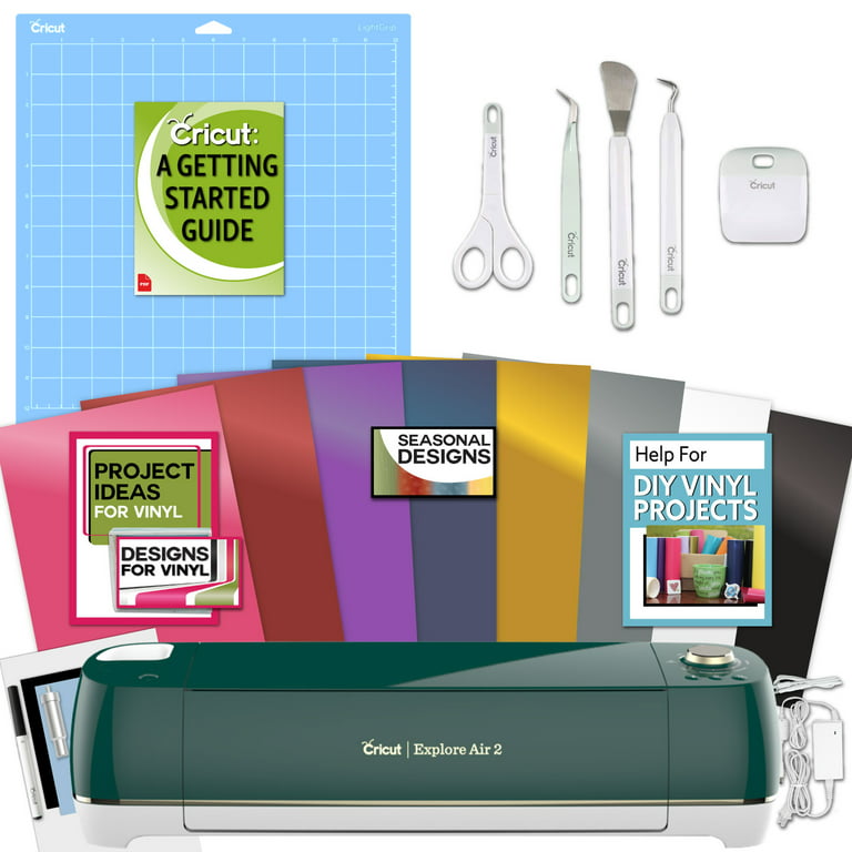 Cricut Explore Air 2 Machine Bundle - Beginner Guide, Tool Kit, Vinyl Pack,  Designs & Project Inspiration