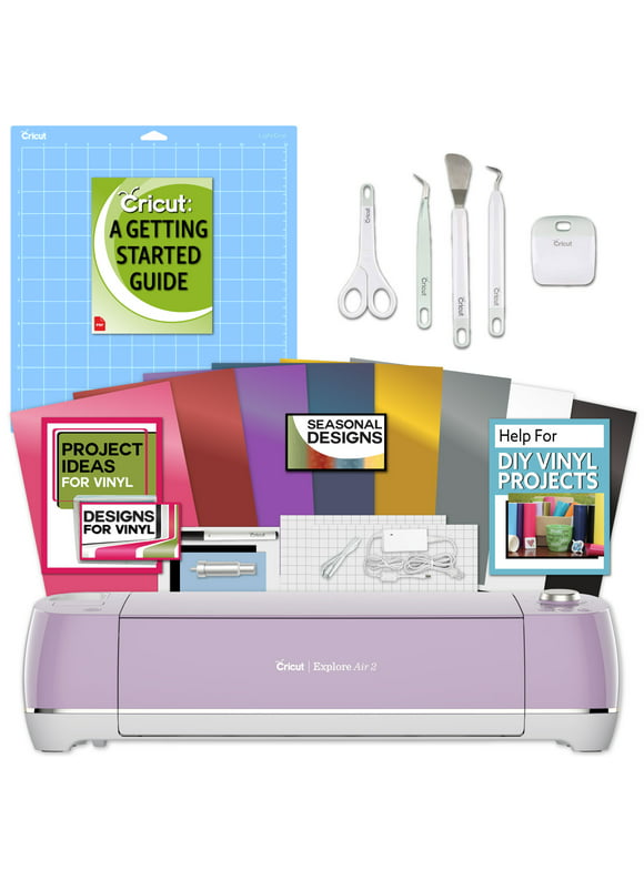 Cricut Explore Air 2 Lilac Machine Bundle - Beginner Guide, Tool Kit, Vinyl Pack, Designs & Project Inspiration