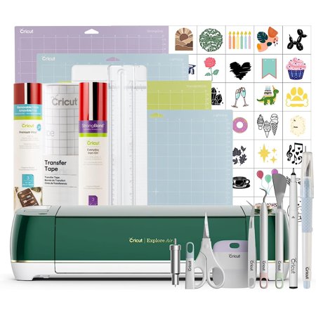 Cricut Explore Air 2 Machine Starter Bundle - Includes 50 images & 10 fonts, Materials, Tool Set, Trimmer, Transfer Tape, Machine Mats & TrueControl Knife - New